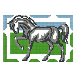 Mini Kit broderie Luc Création Cheval gris au trot
