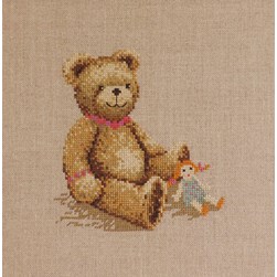Kit broderie Traditionnelle Au Fil De L'Ange L'ours et la poupée