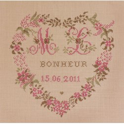 Kit broderie Traditionnelle Au Fil De L'Ange Un coeur pour les mariés