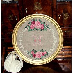 kit Point de croix Au Fil De L'Ange Médaillon aux roses