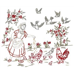 Kit broderie Traditionnelle Au Fil De L'Ange Les poules de fanchon