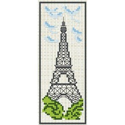 Marques pages à broder Luc Création Le vol des colombes à la Tours Eiffel