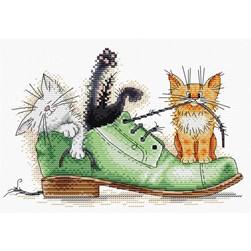 kit Point de croix MP Studia Une chaussure pour 3 chatons