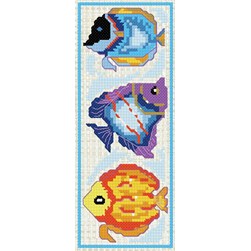 Marques pages à broder Luc Création Poissons multicouleurs