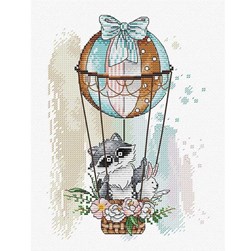 kit Point de croix MP Studia Mon raton laveur part en mongolfière