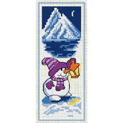 Marques pages à broder Luc Création Bonhomme de neige dans la nuit