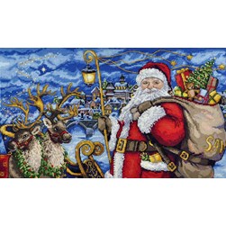 kit Point de croix Merejka Le père noël distribue ses cadeaux