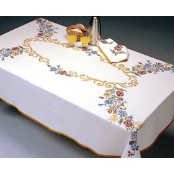 Nappe - Broderie Point de Croix imprimée Margot Broderie Fleurs de vie