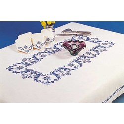 Nappe - Broderie Point de Croix imprimée Margot Broderie Bleu marin