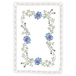 Kit napperon - Broderie traditionnelle Margot Broderie Bleu sauvage