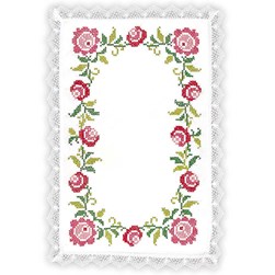 Kit napperon - point de croix imprimé Margot Broderie Ovale fleurie