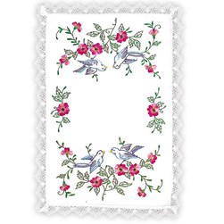 Kit napperon - Broderie traditionnelle Margot Broderie Les colombes et roses