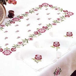 Serviette - Broderie Point de Croix imprimée Margot Broderie Cœurs de roses