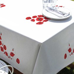 Serviette - Broderie Traditionnelle Margot Broderie Coquelicots rouge vif