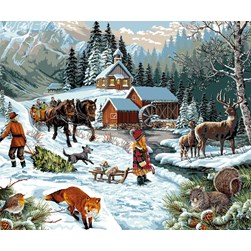 Canevas Mimo Verde Une scène d'hiver ensoleillé