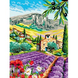 Canevas Mimo Verde Champ de lavande et les olives noires