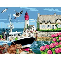 Canevas Mimo Verde Le bateau de pêche du phare