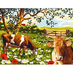 Canevas Mimo Verde Les vaches du pré fleuri