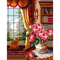 Canevas Mimo Verde La bibliothèque aux roses