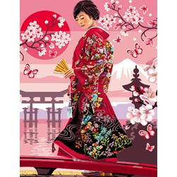 kit Point de croix Mimo Verde Asiatique au soleil rouge