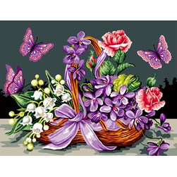 Canevas Mimo Verde Le panier au ruban violet