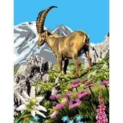 Canevas Mimo Verde Le bouquetin et fleurs des montagnes