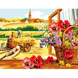 Canevas Mimo Verde Vue sur le travail des champs en été