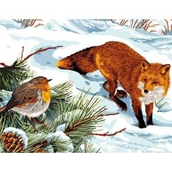 Canevas Mimo Verde Le rouge gorge et le renard