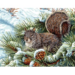 Canevas Mimo Verde L'cureuil du pin enneigé