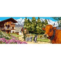 Canevas Mimo Verde A l'heure de la traite en montagne