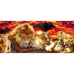 Canevas Mimo Verde La grande famille du lion de la savane