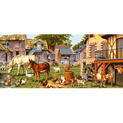 Canevas Mimo Verde Les chevaux de la ferme