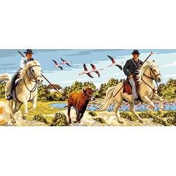 Canevas Mimo Verde La course des gardians