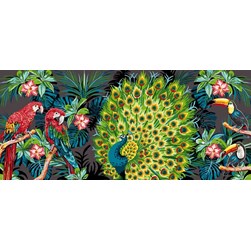 Canevas Mimo Verde Paon toucans et perroquets