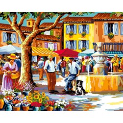 Canevas Mimo Verde La fontaine de la place du village