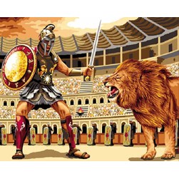 Canevas Mimo Verde Le gladiateur contre le lion