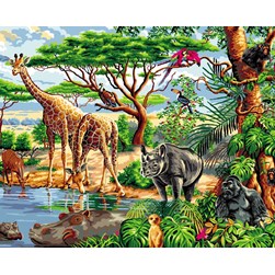 Canevas Mimo Verde Les girafes de l'oasis