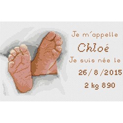 Broderie naissance Mimo Verde Deux petits pieds sous la couverture