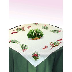kit Nappe - Broderie Point de Croix compté Mimo Verde ourlée panier de muguets