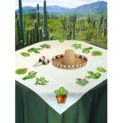 kit Nappe - Broderie Point de Croix compté Mimo Verde Les pots de cactus