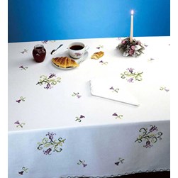 Nappe - Broderie Point de Croix imprimée Luc Création Un brin de violettes