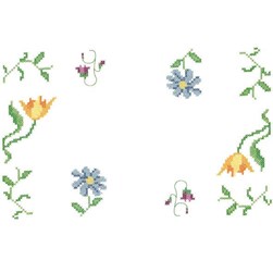 Kit napperon - Broderie traditionnelle Luc Création petites fleurs aquarelle