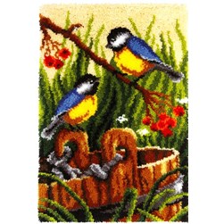 Tapis Point Noué Orchidea Les mésanges et le sceau d'eau