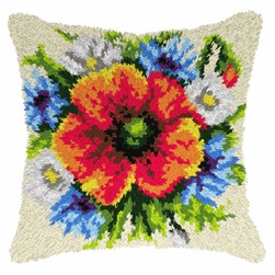 Coussins Point Noue Orchidea Anémone et bleuet