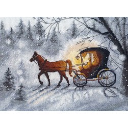 kit Point de croix Oven La calèche sous la neige