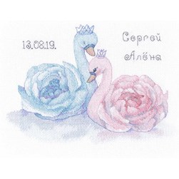 Broderie Mariage Oven Mariage de cygnes aux roses