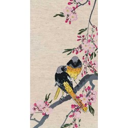 kit Point de croix Oven Redstart sur une branche de cerisier