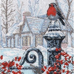 kit Point de croix Oven Le bouvreuil par temps neigeux