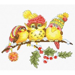 kit Point de croix Oven 3 oiseaux à noël