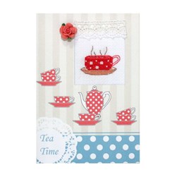 Cartes à broder Luca-S Tasses à thé rouge